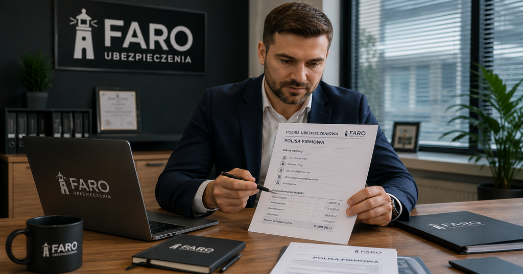 Samochód firmowy na parkingu – ubezpieczenie OC i AC auta w firmie