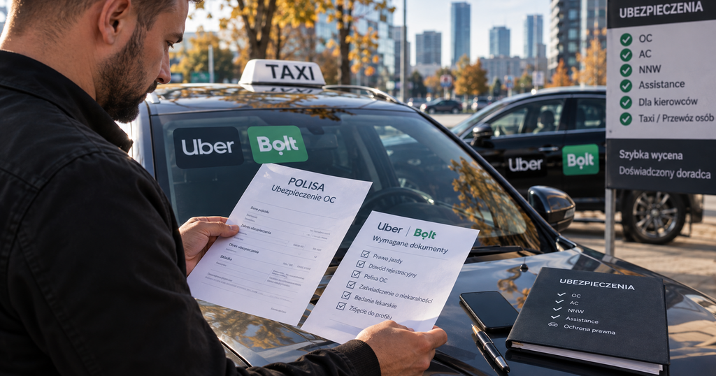 Kierowca Uber Bolt z dokumentami OC TAXI – różnice między OC prywatnym a OC przewoźnika