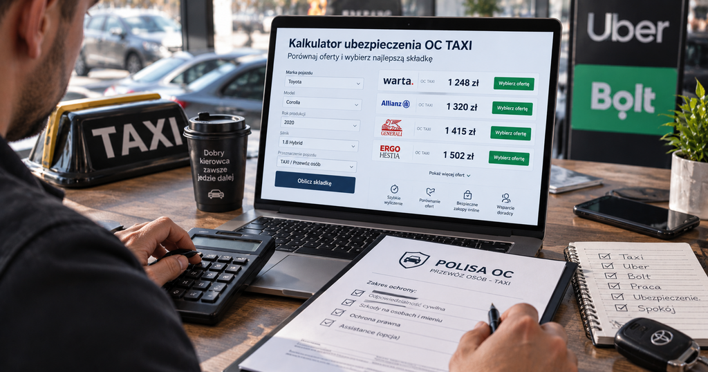 Kalkulator składki OC TAXI – ile kosztuje ubezpieczenie kierowcy Uber Bolt